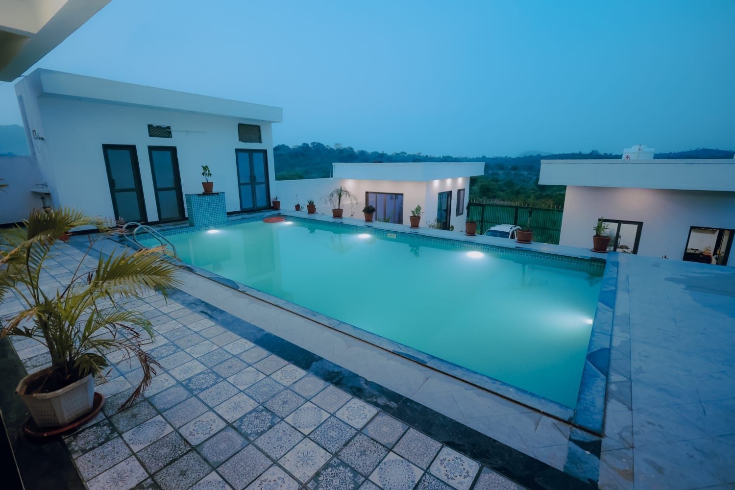 Pearl Pride Villa private pool at dusk